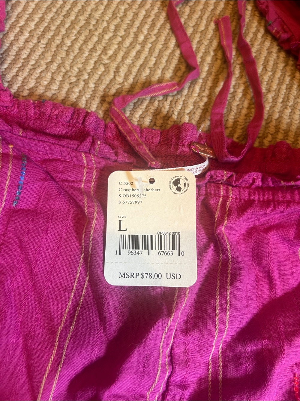 NWT FREE PEOPLE Seratonin corset Square Neck Puff Sleeve Top size large - Picture 5 of 9